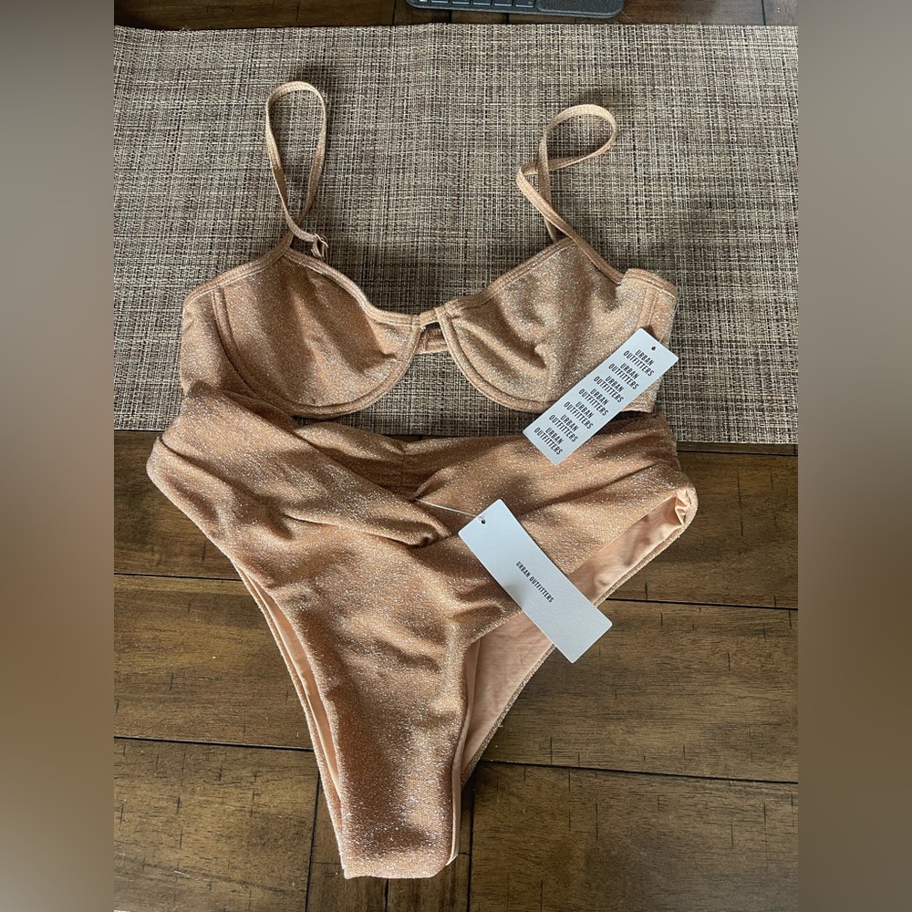 NWT Urban Outfitters Sparkly Terra Cotta Bikini